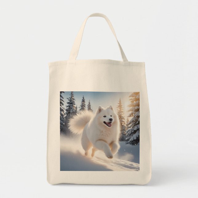 Samoyed Elegant Livsmedel Tote Bag Tygkasse (Framsidan)