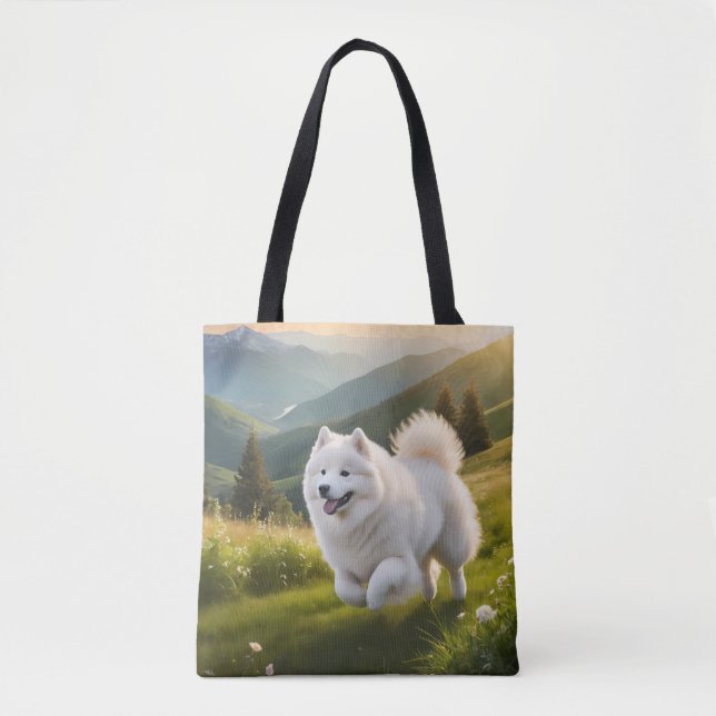 Samoyed Elegant Shoulder Tote Bag Tygkasse (Framsida)
