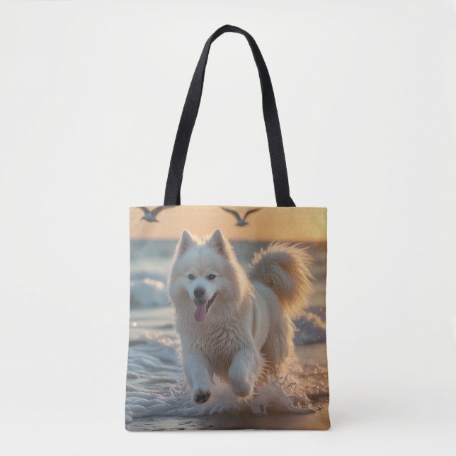 Samoyed Elegant Shoulder Tote Bag Tygkasse (Framsida)