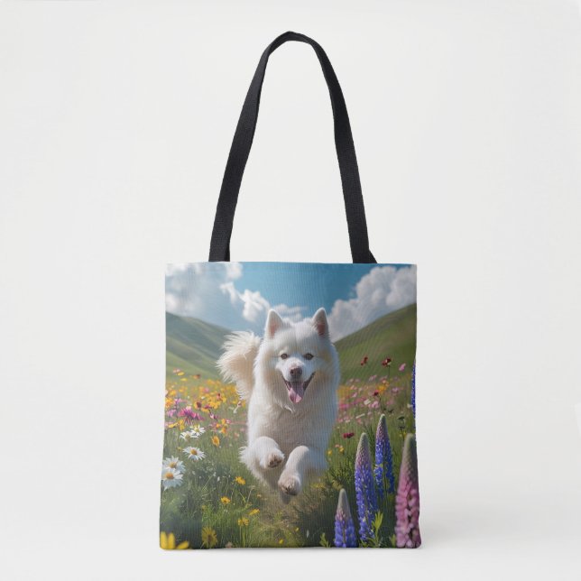 Samoyed Elegant Shoulder Tote Bag Tygkasse (Framsida)
