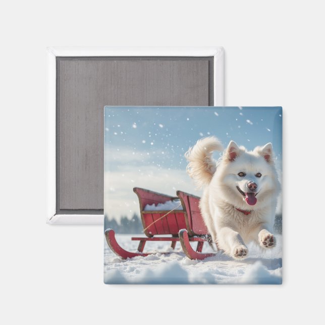 Samoyed Festive Helgdag jul Magnet (Front/Back)