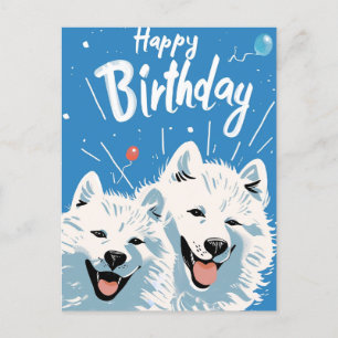 Samoyed födelsedagskort vykort