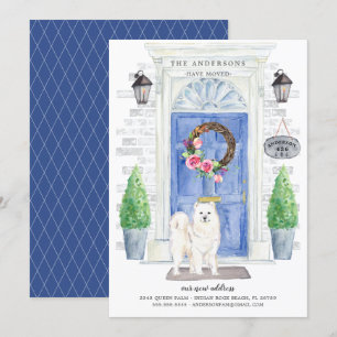 Samoyed Front Door Flytta Announcement Inbjudningar