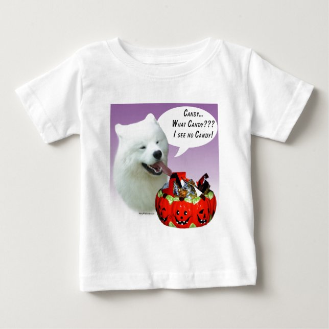 Samoyed Halloween Candy Tee Shirt (Framsida)