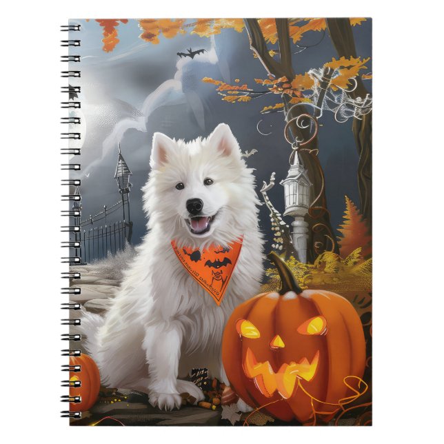 Samoyed Halloween Spooky Anteckningsbok (Framsidan)
