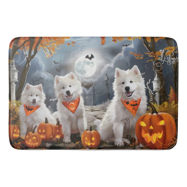 Samoyed Halloween Spooky Badrumsmatta (Framsidan)