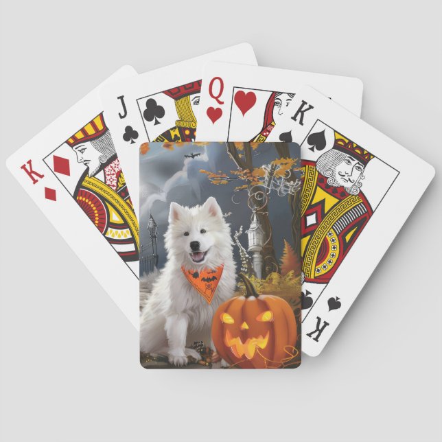 Samoyed Halloween Spooky Casinokort (Baksidan)