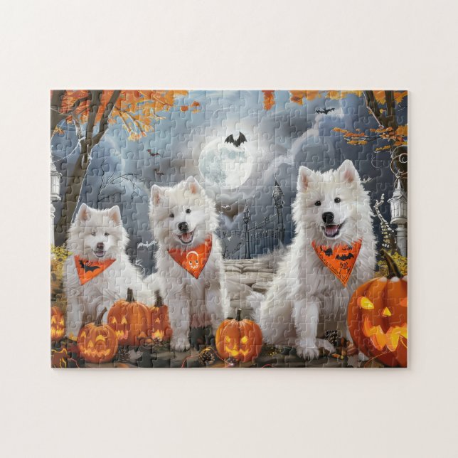 Samoyed Halloween Spooky Pussel (Horisontell)