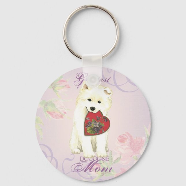 Samoyed Heart Mamma Nyckelring (Framsida)
