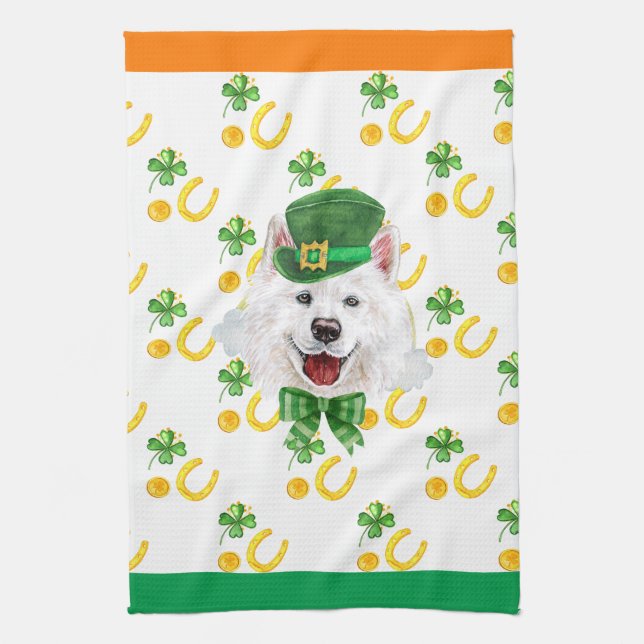 Samoyed Hem Deko St Patricks Day Kökshandduk (Vertikal)