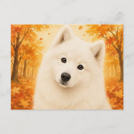 Samoyed höstskog Hund Vykort
