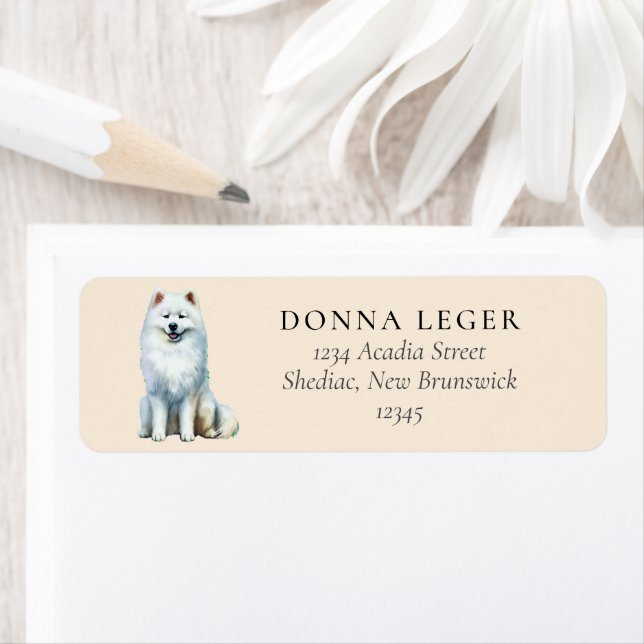 Samoyed Hund Adress Returadress Etikett (Insitu)