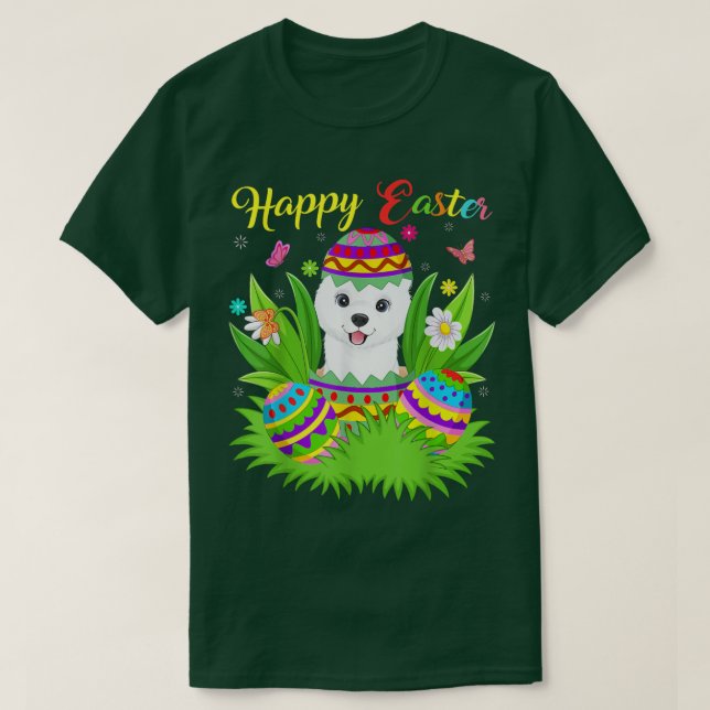 Samoyed Hund älskare Blommigt Påskägg Funny Samoye T Shirt (Design framsida)