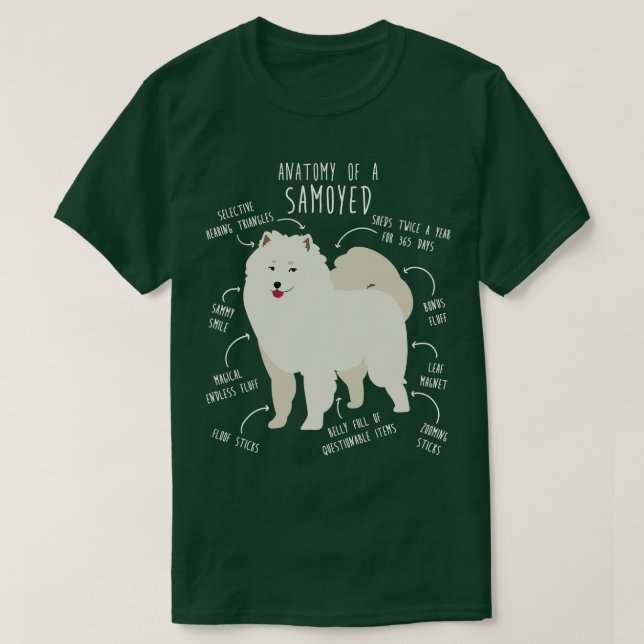 Samoyed Hund Anatomy 2 T Shirt (Design framsida)
