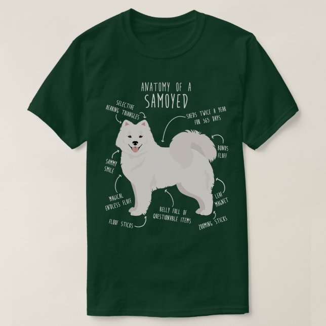 Samoyed Hund Anatomy T Shirt (Design framsida)