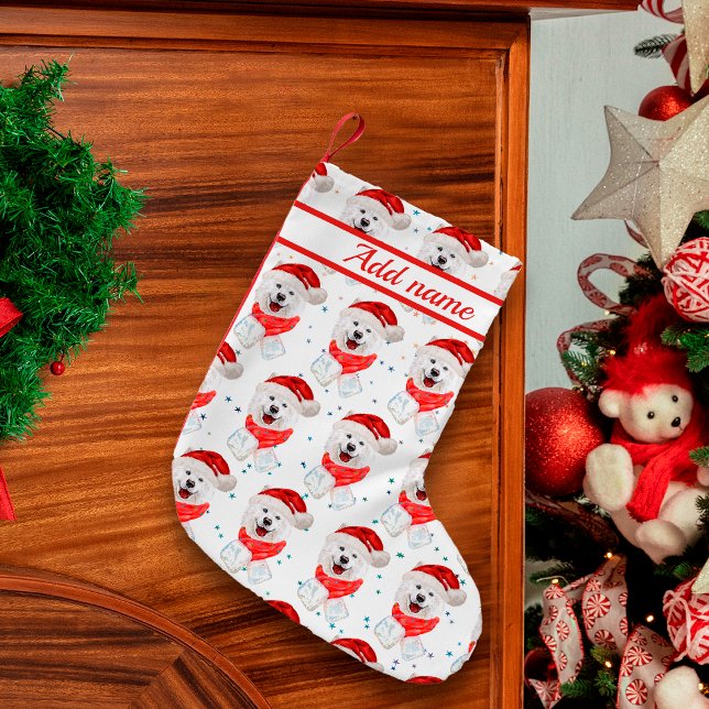 Samoyed Hund aveln julstjärnor Liten Julstrumpa (Skapare uppladdad)