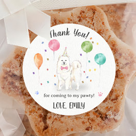 Samoyed Hund Birthday Tack Runt Klistermärke