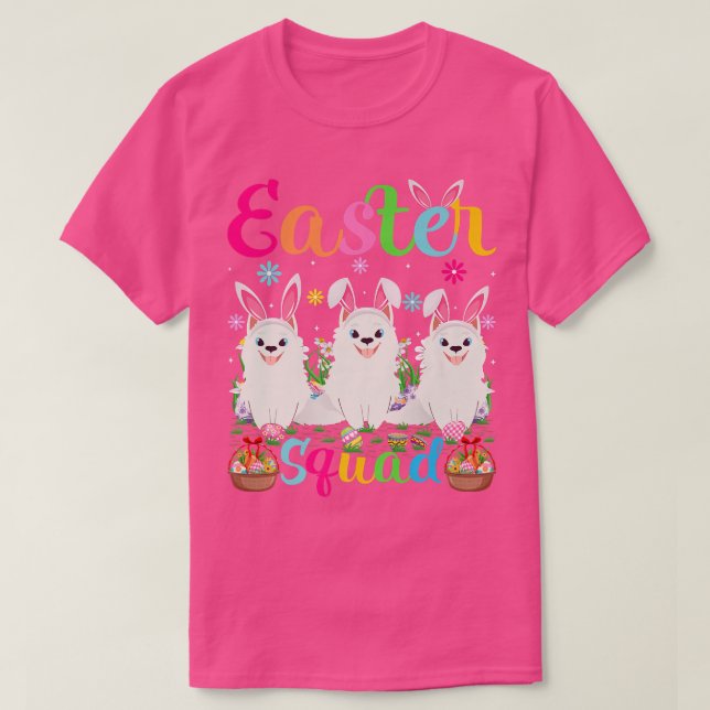 Samoyed Hund Bunny Ear Påsk Squad Samoyed Lycklig  T Shirt (Design framsida)
