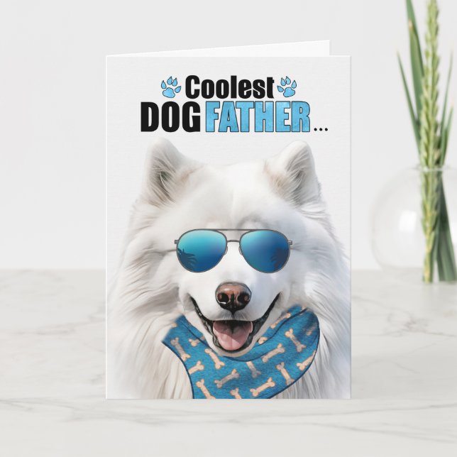 Samoyed Hund Coolest Pappa Fars dag Helgkort (Framsida)