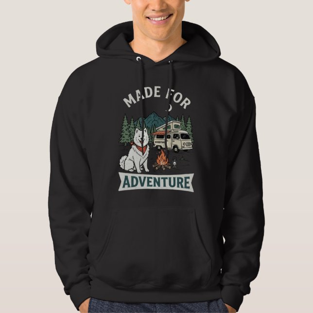 Samoyed Hund För Äventyr Camping Hoodie (Framsida)
