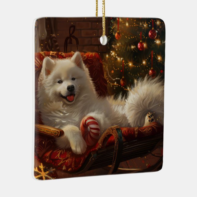 Samoyed Hund jul Festive Julgransprydnad Keramik (Höger)