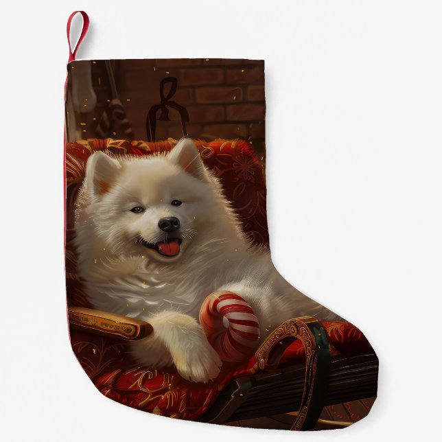 Samoyed Hund jul Festive Liten Julstrumpa (Framsidan)