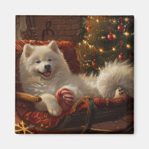 Samoyed Hund jul Festive Magnet