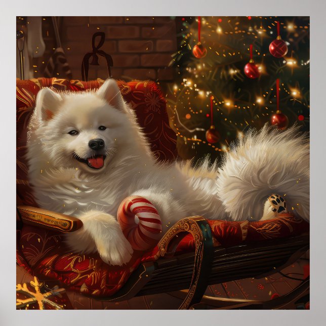 Samoyed Hund jul Festive Poster (Framsidan)