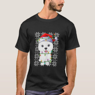 Samoyed Hund jul Ljus Santa Hat Hund Ugly Xm T Shirt