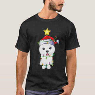 Samoyed Hund Julafton Lighting Träd Matching Samoy T Shirt