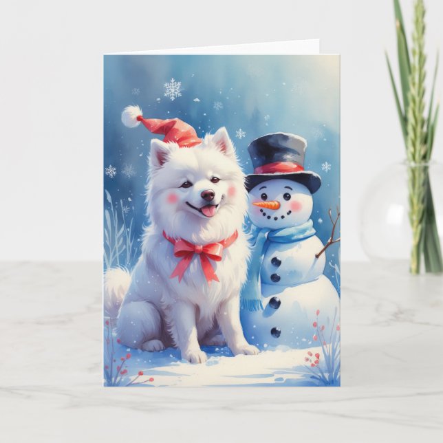 Samoyed Hund julhälsningskort Kort (Framsida)