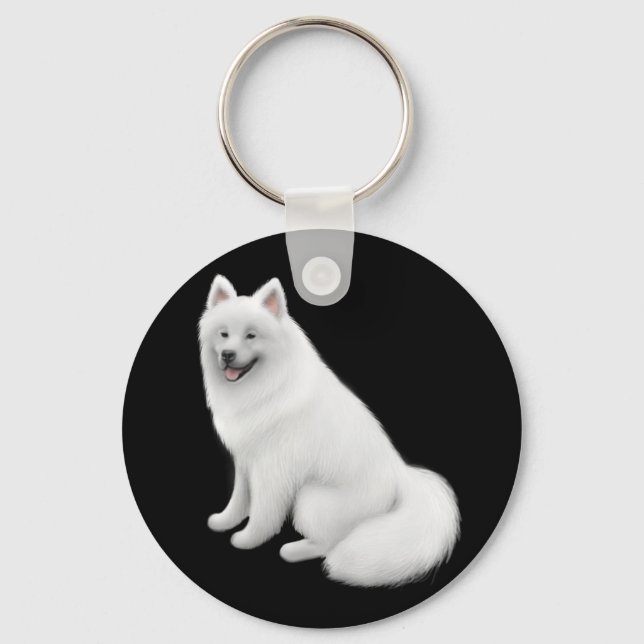 Samoyed Hund Keychain Nyckelring (Framsida)