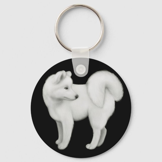 Samoyed Hund Keychain Nyckelring (Framsida)