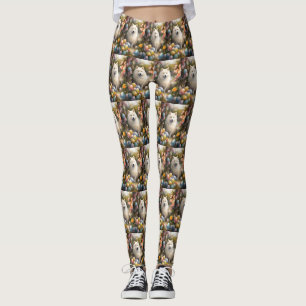 Samoyed Hund med Påskägg Semester Leggings