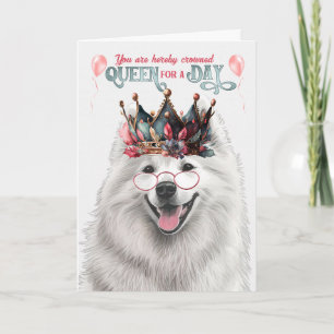 Samoyed Hund Queen för en dag på födelsedagen Kort