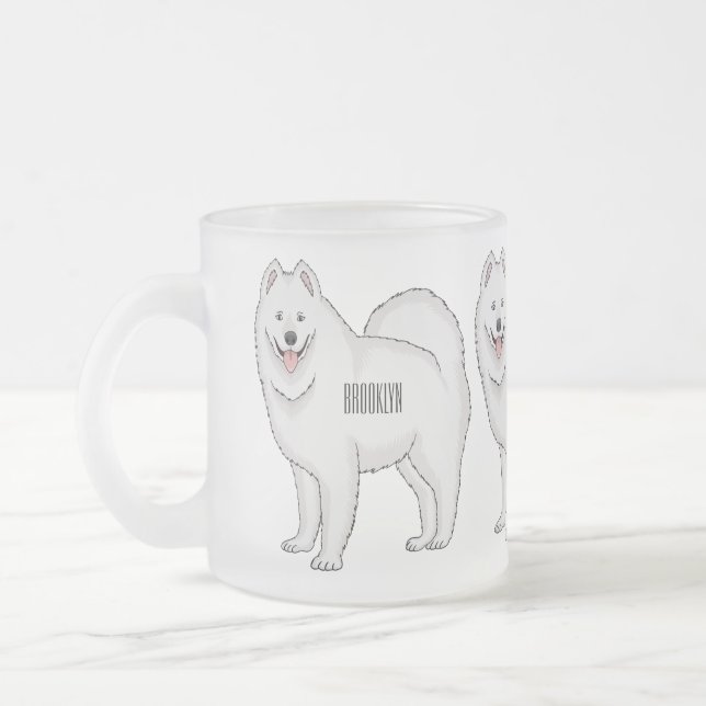 Samoyed hund serieillustration  frostad glasmugg (Vänster)