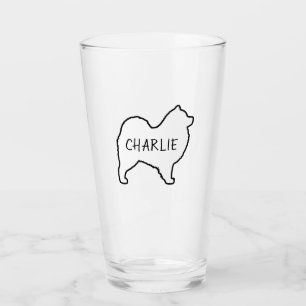 Samoyed Hund Silhouette Outline Personlig Glaskopp