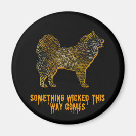 Samoyed Hund Silhouette Roligt Halloween Magnet