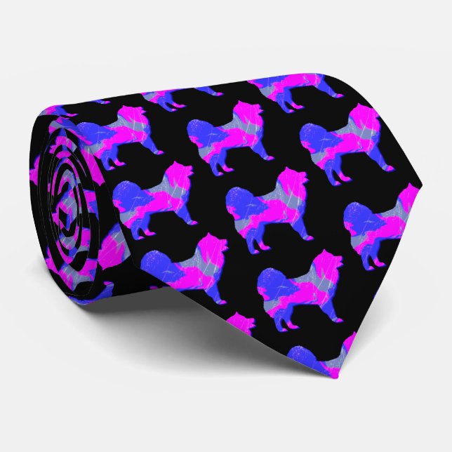 Samoyed Hund Silhouette Rosa & Blue Light Black Slips (Rullad)