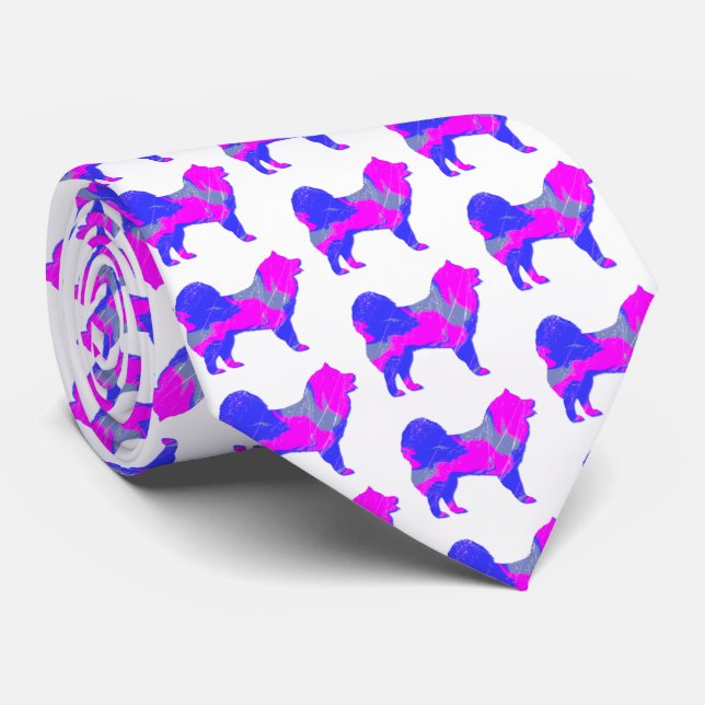 Samoyed Hund Silhouette Rosa & Blue Light White Slips (Rullad)
