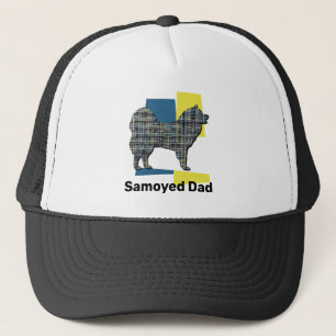 Samoyed Hund Silhouette Tricolor Grid Keps