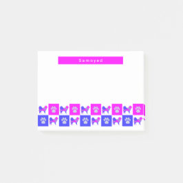 Samoyed Hund & Tass Shock rosa & Blue Silhouette Post-it Block