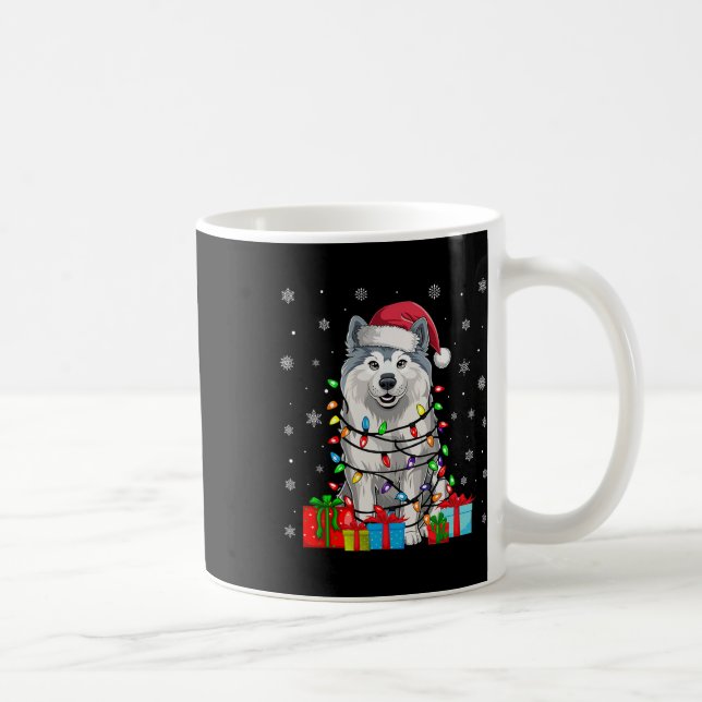 Samoyed Hund Ugly Julafton Ljus Santa Hat Samoyed  Kaffemugg (Höger)