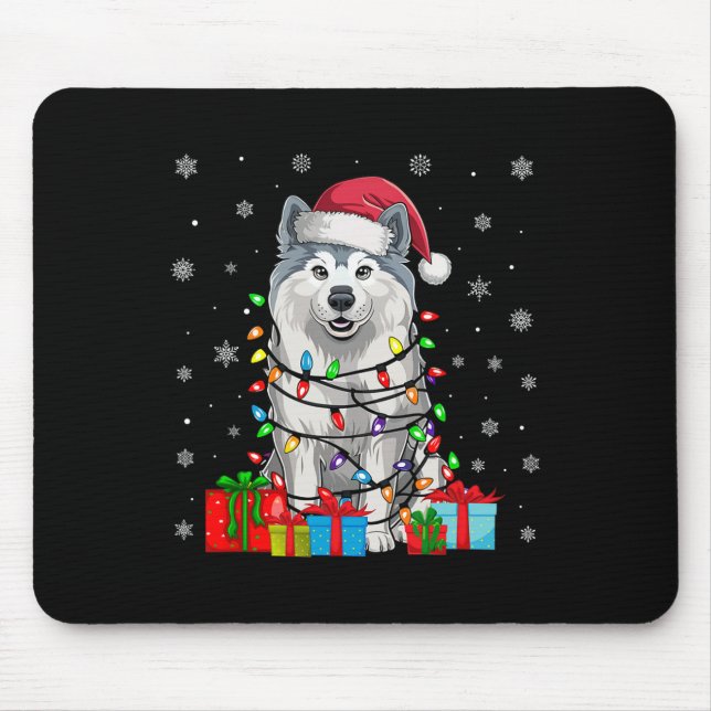 Samoyed Hund Ugly Julafton Ljus Santa Hat Samoyed  Musmatta (Framsidan)