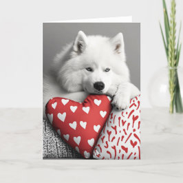 Samoyed Hund Valentine Card Tack Kort