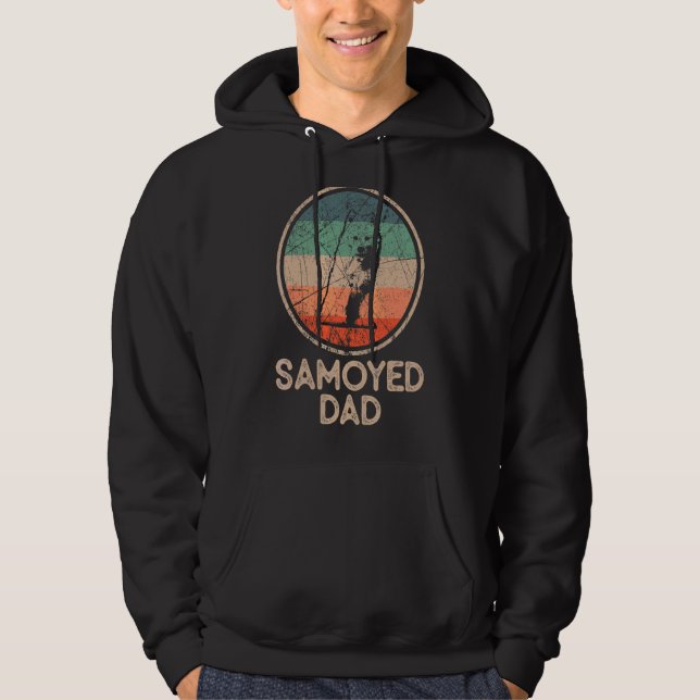 Samoyed Hund Vintage Samoyed Pappa Hoodie (Framsida)