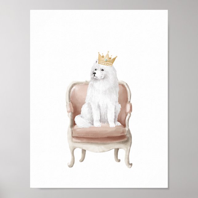 Samoyed Hund Wearing Royal Krona Poster (Framsidan)