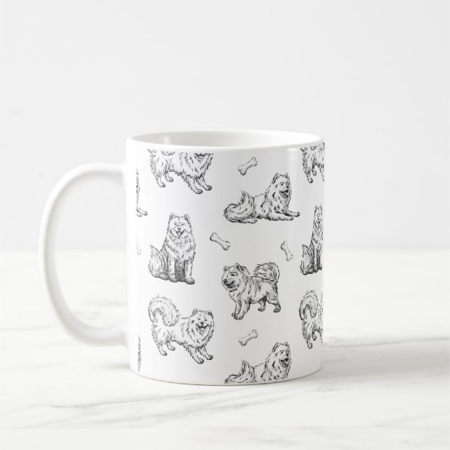 Samoyed hundar mönster kaffemugg (Vänster)