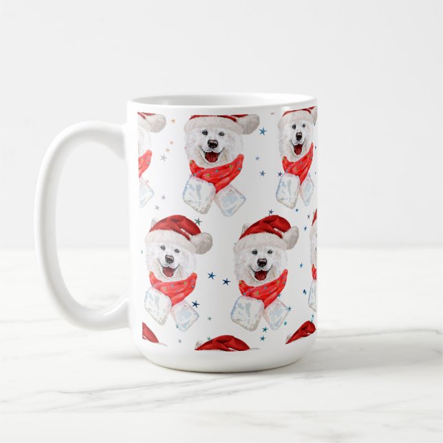 Samoyed Hundras Julstjärnor Kaffemugg (Vänster)