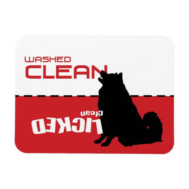 Samoyed Husky Hund Dishwasher Magnet - Slickat Cle (Horisontell)